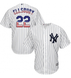 Men's Majestic New York Yankees #22 Jacoby Ellsbury Replica White USA Flag Fashion MLB Jersey