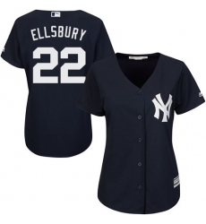 Women's Majestic New York Yankees #22 Jacoby Ellsbury Replica Navy Blue Alternate MLB Jersey