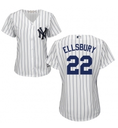 Women's Majestic New York Yankees #22 Jacoby Ellsbury Replica White Home MLB Jersey
