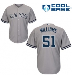 Youth Majestic New York Yankees #51 Bernie Williams Authentic Grey Road MLB Jersey