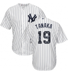 Men's Majestic New York Yankees #19 Masahiro Tanaka Authentic White Team Logo Fashion MLB Jersey