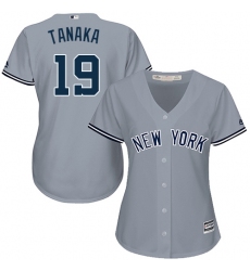 Women's Majestic New York Yankees #19 Masahiro Tanaka Authentic Grey Road MLB Jersey