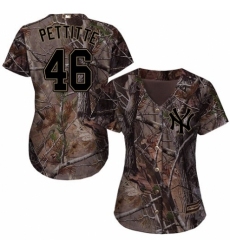 Women's Majestic New York Yankees #46 Andy Pettitte Authentic Camo Realtree Collection Flex Base MLB Jersey