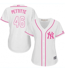 Women's Majestic New York Yankees #46 Andy Pettitte Replica White Fashion Cool Base MLB Jersey
