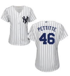 Women's Majestic New York Yankees #46 Andy Pettitte Replica White Home MLB Jersey