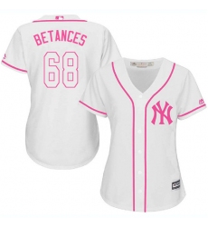 Women's Majestic New York Yankees #68 Dellin Betances Replica White Fashion Cool Base MLB Jersey