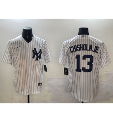 Men's New York Yankees #13 Jazz Chisholm Jr. White Cool Base Stitched Baseball Jersey