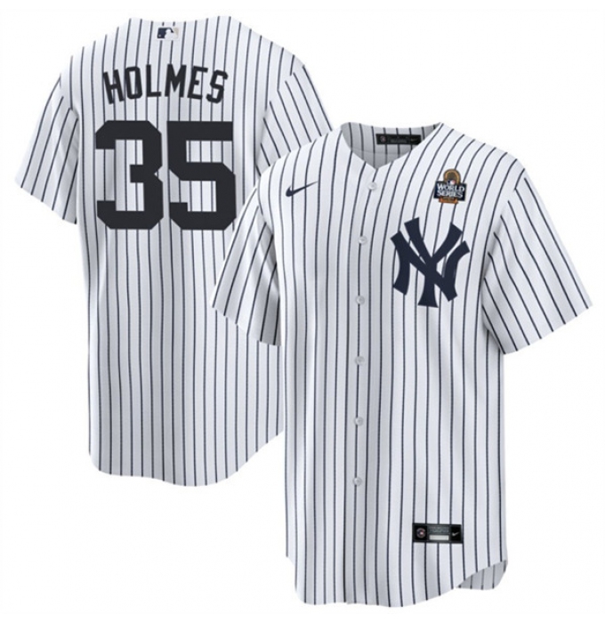 Men's New York Yankees #35 Clay Holmes White 2024 World Series Cool Base Stitched Baseball Jersey