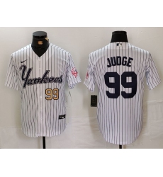 Men's New York Yankees #99 Aaron Judge White Pinstripe Fashion Cool Base Jerseys