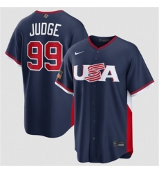 Men's USA Baseball #99 Aaron Judge Navy 2026 World Baseball Classic Road Stadium Stitched Jersey