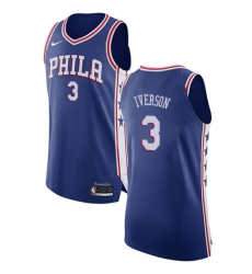 Men's Nike Philadelphia 76ers #3 Allen Iverson Authentic Blue Road NBA Jersey - Icon Edition