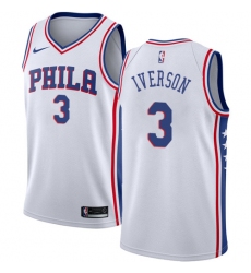 Men's Nike Philadelphia 76ers #3 Allen Iverson Swingman White Home NBA Jersey - Association Edition