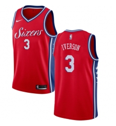 Women's Nike Philadelphia 76ers #3 Allen Iverson Authentic Red Alternate NBA Jersey Statement Edition