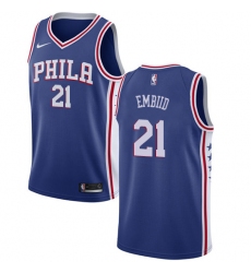 Men's Nike Philadelphia 76ers #21 Joel Embiid Swingman Blue Road NBA Jersey - Icon Edition