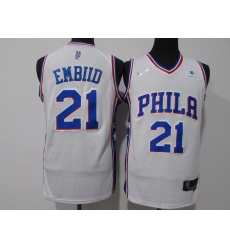 Men's Philadelphia 76ers #21 Joel Embiid White 75th Anniversary Association Edition Swingman Stitched Jersey