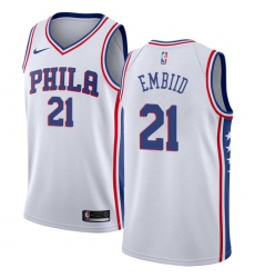 Women's Nike Philadelphia 76ers #21 Joel Embiid Authentic White Home NBA Jersey - Association Edition