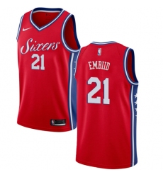 Women's Nike Philadelphia 76ers #21 Joel Embiid Swingman Red Alternate NBA Jersey Statement Edition