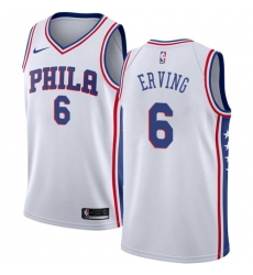 Men's Nike Philadelphia 76ers #6 Julius Erving Authentic White Home NBA Jersey - Association Edition