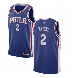 Women's Nike Philadelphia 76ers #2 Moses Malone Swingman Blue Road NBA Jersey - Icon Edition