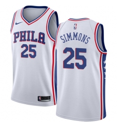 Men's Nike Philadelphia 76ers #25 Ben Simmons Authentic White Home NBA Jersey - Association Edition