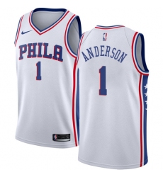 Men's Nike Philadelphia 76ers #1 Justin Anderson Swingman White Home NBA Jersey - Association Edition