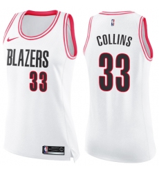 Women's Nike Portland Trail Blazers #33 Zach Collins Swingman White/Pink Fashion NBA Jersey