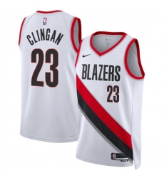 Men's Portland Trail Blazers #23 Donovan Clingan White 2024 Draft Association Edition Stitched Basketball Jersey