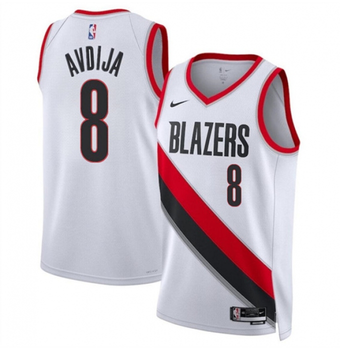 Men's Portland Trail Blazers #8 Deni Avdija White Association Edition Stitched Basketball Jersey