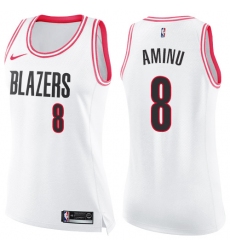 Women's Nike Portland Trail Blazers #8 Al-Farouq Aminu Swingman White/Pink Fashion NBA Jersey