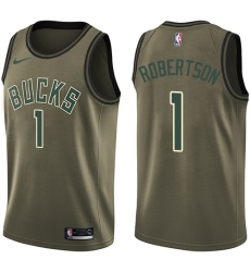 Men's Nike Milwaukee Bucks #1 Oscar Robertson Swingman Green Salute to Service NBA Jersey