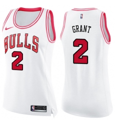 Women's Nike Chicago Bulls #2 Jerian Grant Swingman White/Pink Fashion NBA Jersey