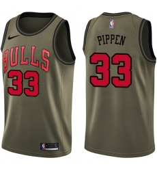 Men's Nike Chicago Bulls #33 Scottie Pippen Swingman Green Salute to Service NBA Jersey