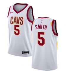 Men's Nike Cleveland Cavaliers #5 J.R. Smith Authentic White Home NBA Jersey - Association Edition