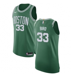 Youth Nike Boston Celtics #33 Larry Bird Authentic Green(White No.) Road NBA Jersey - Icon Edition