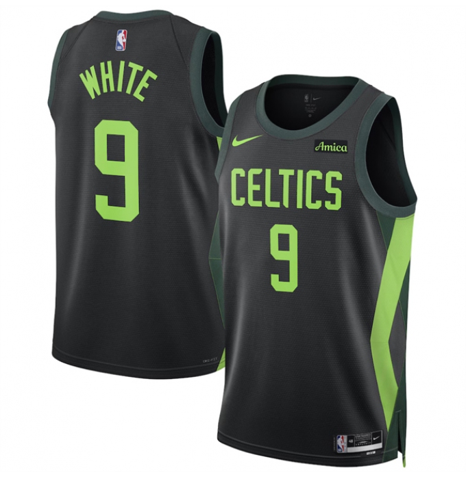 Men's Boston Celtics #9 Derrick White Black 2024-25 City Edition Stitched Basketball Jersey