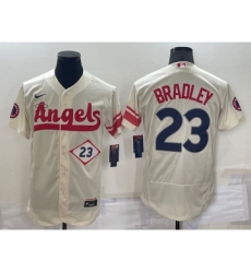 Men's Los Angeles Angels #23 Archie Bradley Number Cream 2022 City Connect Flex Base Stitched Jersey