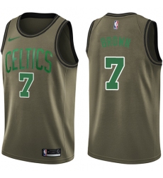 Men's Nike Boston Celtics #7 Jaylen Brown Swingman Green Salute to Service NBA Jersey