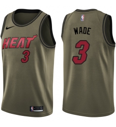 Youth Nike Miami Heat #3 Dwyane Wade Swingman Green Salute to Service NBA Jersey