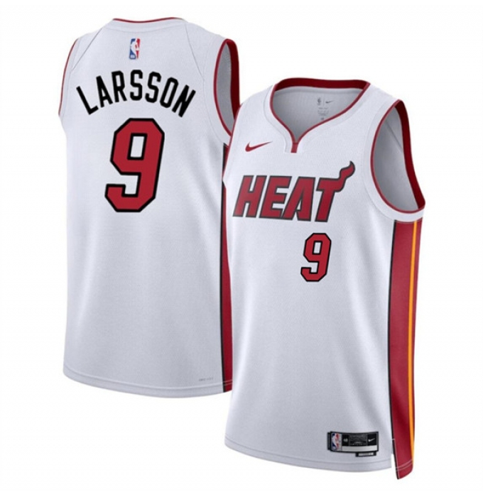 Men's Miami Heat #9 Pelle Larsson White 2024 Draft Association Edition Stitched Basketball Jersey