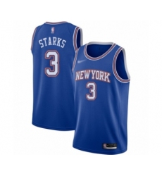 Women's New York Knicks #3 John Starks Authentic Blue Basketball Jersey - Statement Edition
