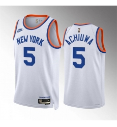 Men's New Yok Knicks #5 Precious Achiuwa White 2021-22 City Edition Stitched Basketball Jersey