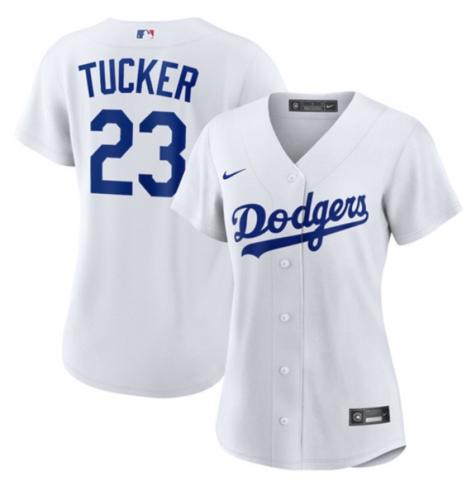 Women's Los Angeles Dodgers #23 Kyle Tucker White Cool Base Stitched Baseball Jersey(Run Small)