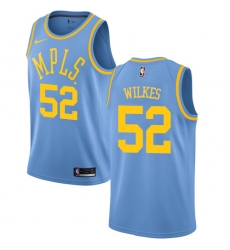 Men's Nike Los Angeles Lakers #52 Jamaal Wilkes Swingman Blue Hardwood Classics NBA Jersey