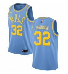 Men's Nike Los Angeles Lakers #32 Magic Johnson Authentic Blue Hardwood Classics NBA Jersey