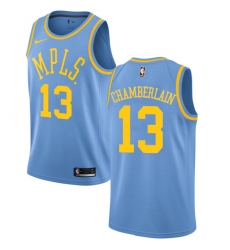 Men's Nike Los Angeles Lakers #13 Wilt Chamberlain Authentic Blue Hardwood Classics NBA Jersey