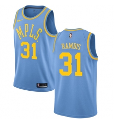 Men's Nike Los Angeles Lakers #31 Kurt Rambis Authentic Blue Hardwood Classics NBA Jersey