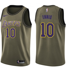 Youth Nike Los Angeles Lakers #10 Tyler Ennis Swingman Green Salute to Service NBA Jersey