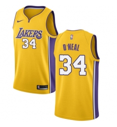 Men's Nike Los Angeles Lakers #34 Shaquille O'Neal Swingman Gold Home NBA Jersey - Icon Edition