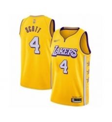 Men's Los Angeles Lakers #4 Byron Scott Swingman Gold 2019-20 City Edition Basketball Jersey