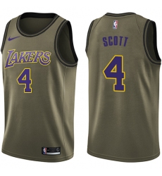 Youth Nike Los Angeles Lakers #4 Byron Scott Swingman Green Salute to Service NBA Jersey